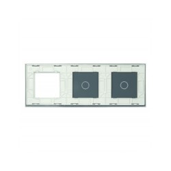 Trijų vietų LIVOLO stiklo panelė 7011G-61 (1+1+1xRėmelis) Balta