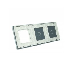 Trijų vietų LIVOLO stiklo panelė 7011G-61 (1+1+1xRėmelis) Balta