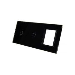 Trijų vietų LIVOLO stiklo panelė 7011G-62 (1+1+1xRėmelis) Juoda