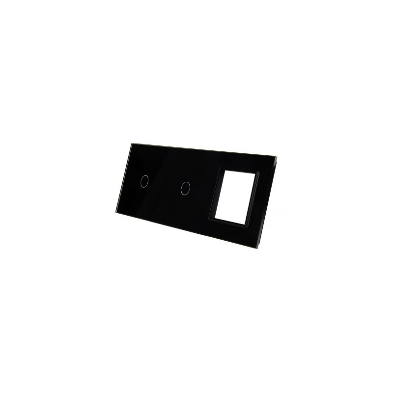 Trijų vietų LIVOLO stiklo panelė 7011G-62 (1+1+1xRėmelis) Juoda