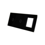 Trijų vietų LIVOLO stiklo panelė 7011G-62 (1+1+1xRėmelis) Juoda