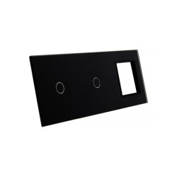 Trijų vietų LIVOLO stiklo panelė 7011G-62 (1+1+1xRėmelis) Juoda