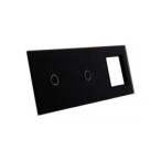 Trijų vietų LIVOLO stiklo panelė 7011G-62 (1+1+1xRėmelis) Juoda
