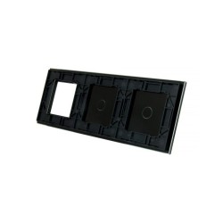 Trijų vietų LIVOLO stiklo panelė 7011G-62 (1+1+1xRėmelis) Juoda