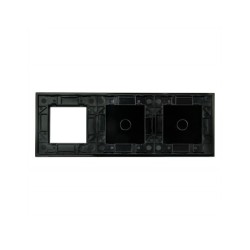 Trijų vietų LIVOLO stiklo panelė 7011G-62 (1+1+1xRėmelis) Juoda