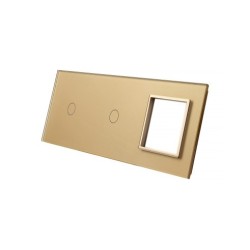 Trijų vietų LIVOLO stiklo panelė 7011G-63 (1+1+1xRėmelis) Aukso
