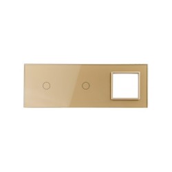 Trijų vietų LIVOLO stiklo panelė 7011G-63 (1+1+1xRėmelis) Aukso