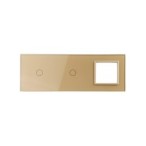 Trijų vietų LIVOLO stiklo panelė 7011G-63 (1+1+1xRėmelis) Aukso