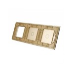 Trijų vietų LIVOLO stiklo panelė 7011G-63 (1+1+1xRėmelis) Aukso