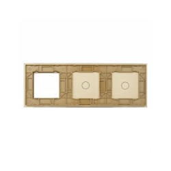 Trijų vietų LIVOLO stiklo panelė 7011G-63 (1+1+1xRėmelis) Aukso