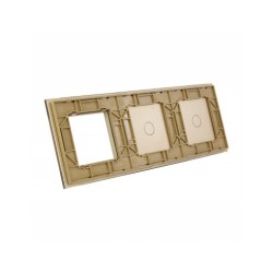 Trijų vietų LIVOLO stiklo panelė 7011G-63 (1+1+1xRėmelis) Aukso