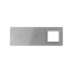 Trijų vietų LIVOLO stiklo panelė 7011G-64 (1+1+1xRėmelis) Pilka