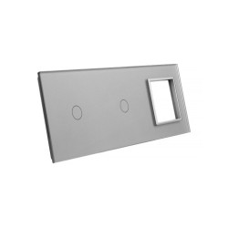 Trijų vietų LIVOLO stiklo panelė 7011G-64 (1+1+1xRėmelis) Pilka