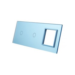 Trijų vietų LIVOLO stiklo panelė 7011G-69 (1+1+1xRėmelis) Mėlyna