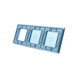 Trijų vietų LIVOLO stiklo panelė 7011G-69 (1+1+1xRėmelis) Mėlyna
