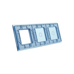 Trijų vietų LIVOLO stiklo panelė 7011G-69 (1+1+1xRėmelis) Mėlyna