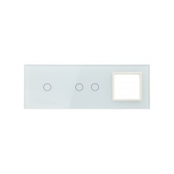 Trijų vietų LIVOLO stiklo panelė 7012G-61 (1+2+1xRėmelis) Balta