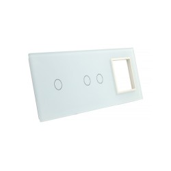 Trijų vietų LIVOLO stiklo panelė 7012G-61 (1+2+1xRėmelis) Balta