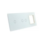 Trijų vietų LIVOLO stiklo panelė 7012G-61 (1+2+1xRėmelis) Balta