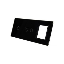 Trijų vietų LIVOLO stiklo panelė 7012G-62 (1+2+1xRėmelis) Juoda