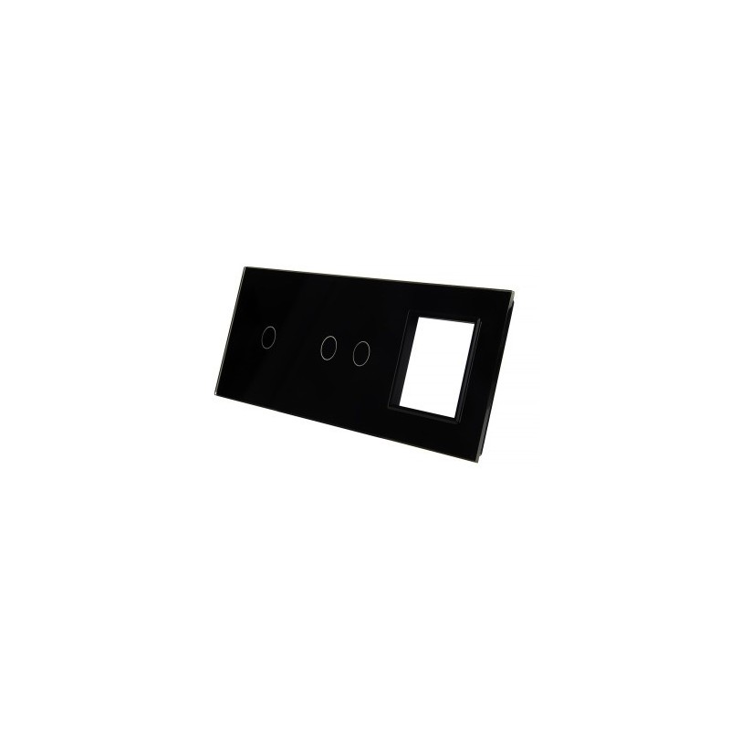 Trijų vietų LIVOLO stiklo panelė 7012G-62 (1+2+1xRėmelis) Juoda