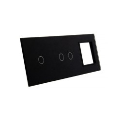 Trijų vietų LIVOLO stiklo panelė 7012G-62 (1+2+1xRėmelis) Juoda