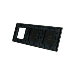 Trijų vietų LIVOLO stiklo panelė 7012G-62 (1+2+1xRėmelis) Juoda