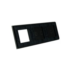 Trijų vietų LIVOLO stiklo panelė 7012G-62 (1+2+1xRėmelis) Juoda