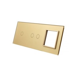Trijų vietų LIVOLO stiklo panelė 7012G-63 (1+2+1xRėmelis) Aukso