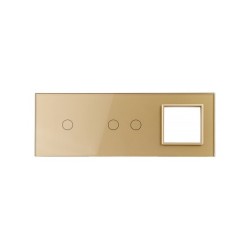 Trijų vietų LIVOLO stiklo panelė 7012G-63 (1+2+1xRėmelis) Aukso