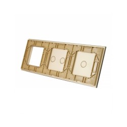 Trijų vietų LIVOLO stiklo panelė 7012G-63 (1+2+1xRėmelis) Aukso