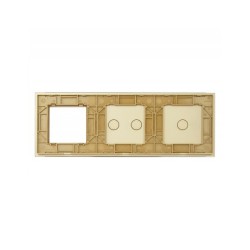 Trijų vietų LIVOLO stiklo panelė 7012G-63 (1+2+1xRėmelis) Aukso