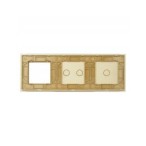 Trijų vietų LIVOLO stiklo panelė 7012G-63 (1+2+1xRėmelis) Aukso