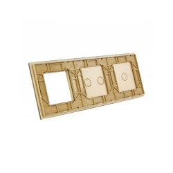 Trijų vietų LIVOLO stiklo panelė 7012G-63 (1+2+1xRėmelis) Aukso