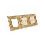 Trijų vietų LIVOLO stiklo panelė 7012G-63 (1+2+1xRėmelis) Aukso