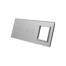 Trijų vietų LIVOLO stiklo panelė 7012G-64 (1+2+1xRėmelis) Pilka