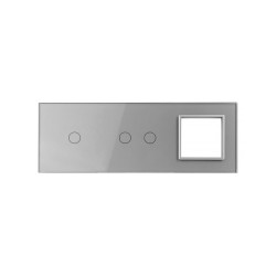 Trijų vietų LIVOLO stiklo panelė 7012G-64 (1+2+1xRėmelis) Pilka