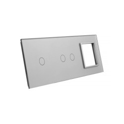 Trijų vietų LIVOLO stiklo panelė 7012G-64 (1+2+1xRėmelis) Pilka