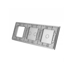 Trijų vietų LIVOLO stiklo panelė 7012G-64 (1+2+1xRėmelis) Pilka
