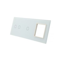 Trijų vietų LIVOLO stiklo panelė 7021G-61 (2+1+1xRėmelis) Balta