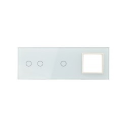 Trijų vietų LIVOLO stiklo panelė 7021G-61 (2+1+1xRėmelis) Balta