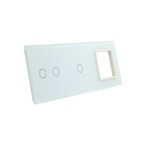 Trijų vietų LIVOLO stiklo panelė 7021G-61 (2+1+1xRėmelis) Balta