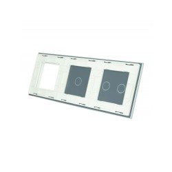 Trijų vietų LIVOLO stiklo panelė 7021G-61 (2+1+1xRėmelis) Balta