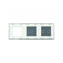 Trijų vietų LIVOLO stiklo panelė 7021G-61 (2+1+1xRėmelis) Balta