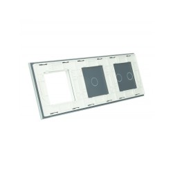 Trijų vietų LIVOLO stiklo panelė 7021G-61 (2+1+1xRėmelis) Balta