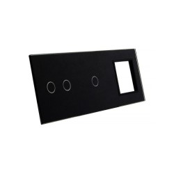 Trijų vietų LIVOLO stiklo panelė 7021G-62 (2+1+1xRėmelis) Juoda