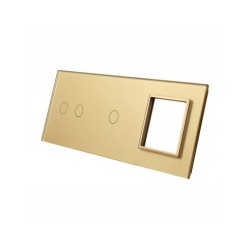 Trijų vietų LIVOLO stiklo panelė 7021G-63 (2+1+1xRėmelis) Aukso
