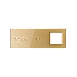 Trijų vietų LIVOLO stiklo panelė 7021G-63 (2+1+1xRėmelis) Aukso