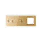 Trijų vietų LIVOLO stiklo panelė 7021G-63 (2+1+1xRėmelis) Aukso