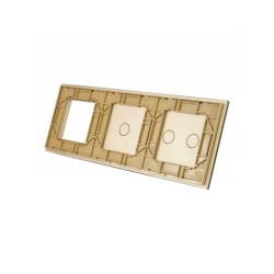 Trijų vietų LIVOLO stiklo panelė 7021G-63 (2+1+1xRėmelis) Aukso